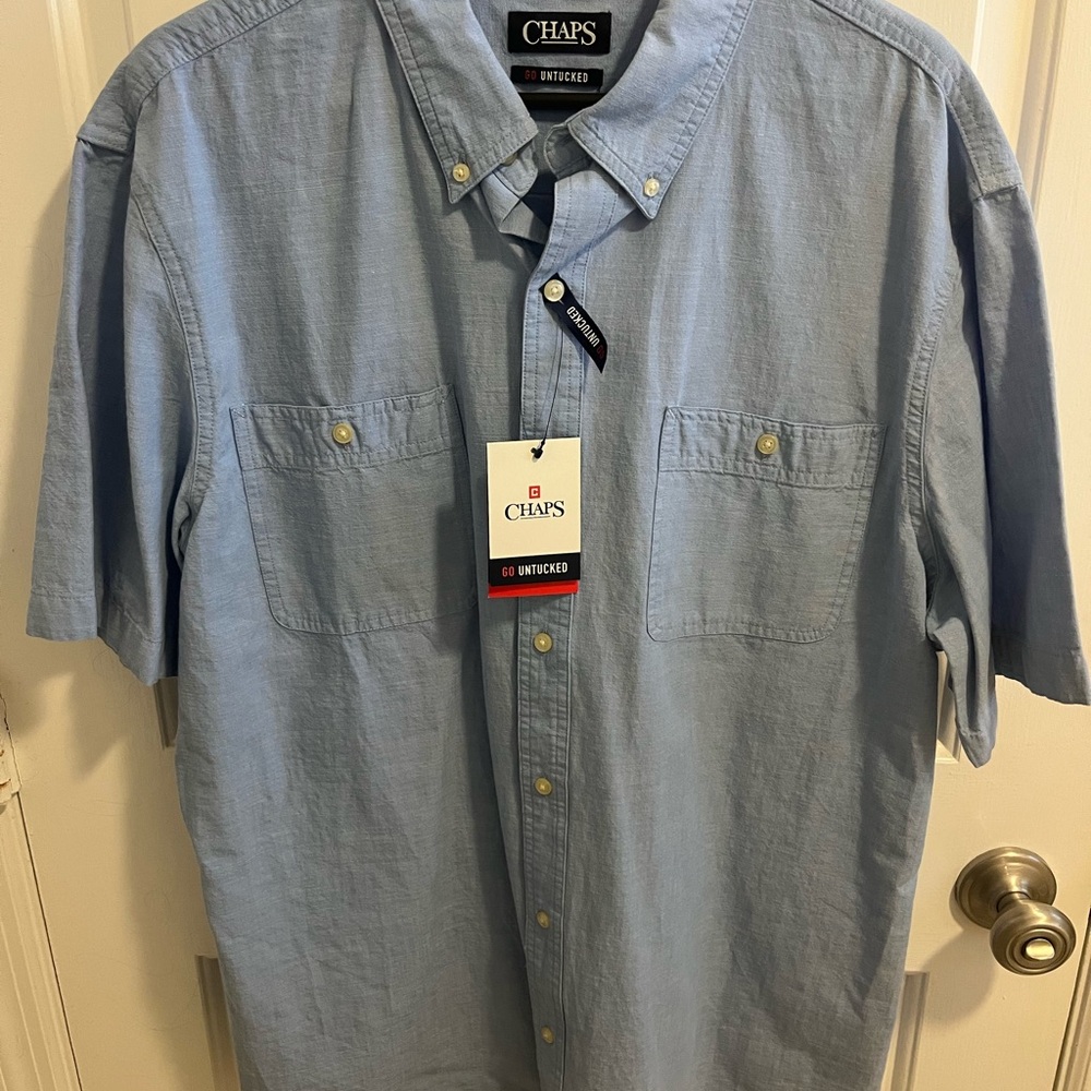 Chaps Light Blue Casual Button Down Shirt